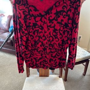 XL red and black button-down sweater